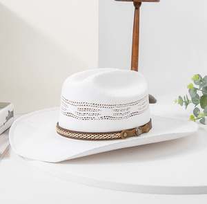 หมวกฟางกระดาษขายส่ง CLN62022 หมวกฟางบังโกร่าปีกกว้าง หมวกคาวบอย หมวกชายหาด หมวกซอมเบรโร หมวกท่องเที่ยว หมวกกันแดด - Product Image 2