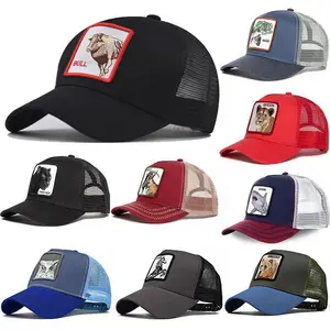 Chapeau de taureau Animal, chapeau de camionneur en maille à 5 panneaux de dessin animé avec casquette de Baseball brodée pour homme, vente en gros