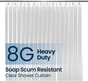 Rideau de douche en plastique PEVA transparent de qualité supérieure, 8g, imperméable, avec œillets anti-rouille, non toxique, taille personnalisée - Product Image 1