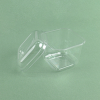 Vente directe d'usine de gobelets à dessert carrés transparents jetables en PP/PE, diamètre 90 mm, 200 ml
