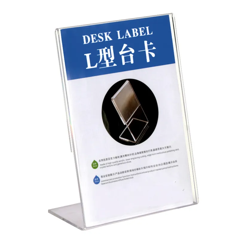 Manufacturer Customized L Shape Acrylic Sheet Advertising Acrylic Table Menu Card Sign Holder