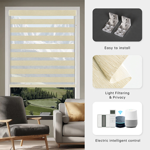 SAMADHI Custom Size Zebra Blinds for <b>Windows</b> Sheer Shades Dual Layer Roller Light Control Indoor - Product Image 3
