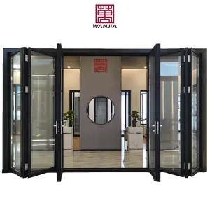 Customized Waterproof Aluminum Folding Doors Tempered Glass Bifold Patio Door