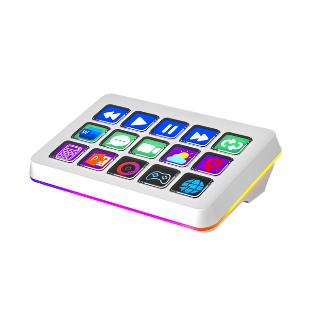 Mini RGB Keyboard 15 Programmable Keys Live Streaming Controller for PC Gaming Office Console Customized Keyboard