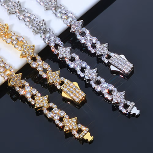 Pulsera de hombre de circonita de 12 mm con diseño de estrella y cadena de 8 caracteres, estilo hip-hop, personalizable, Tanjing - Product Image 3