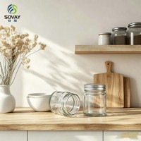 Pot en verre à col fileté et épaule ronde de 8,0*7,1 cm, 150 ml, récipient polyvalent pour usage domestique et commercial en gros