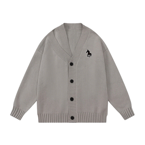 Áo len nam thiết kế riêng, logo tùy chỉnh, chất liệu dệt kim mùa đông, kiểu dáng cardigan cổ V dài tay, phong cách thường ngày. - Product Image 1