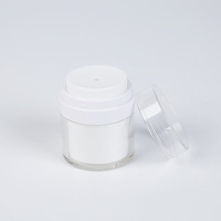 Pot cosmétique de luxe en plastique blanc avec pompe airless sous vide, 15g, 30g, 50g, en stock, offre spéciale pour crème de soin
