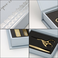 Boîte en papier à fermeture magnétique avec logo personnalisé, insert en mousse imprimé, coffret cadeau magnétique pour outils de cils, pince à épiler, ciseaux, ensemble d'outils de beauté