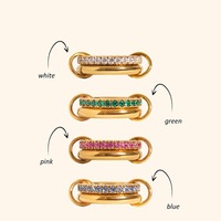 Bagues en acier inoxydable à double couche entrelacées, plaquées or 18 carats PVD, incrustées de zircon coloré, étanches