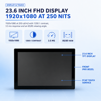PC Panel Industri 23,6 Inci Intel J1900 Quad Core 1920x1080 16:9 Depan IP65 Tanpa Kipas PCAP Touch 2xCOM LAN