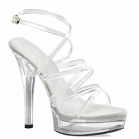 Chaussures de pole dance à talons hauts transparents Bride 13cm, talons fins de gladiateur, chaussures de club, chaussures de strip-tease, talons de plateforme, grande taille
