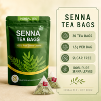 Tisane de feuilles de séné pur, 20 sachets de 30g, sans caféine, bien-être botanique naturel, sachet en gros, boîte quotidienne