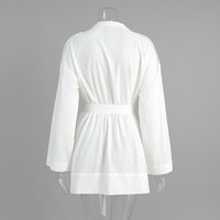 Robe chemise ceinturée 100 % coton pour femme, coupe oversize, mini, manches longues, poches cargo, style coréen safari, idéale pour le bureau ou les vacances
