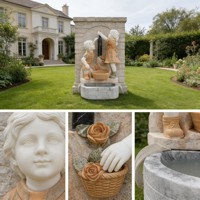 Fuente de Pared de Mármol para Interiores y Exteriores, Cascada Decorativa para Jardín, Hogar, Hotel, Granja