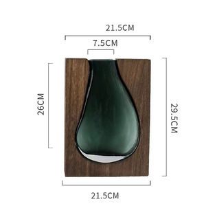 Nouveau vase en verre de style chinois en bois massif, associé à du verre vert en forme de larme pour une <span class=keywords><strong>décoration</strong></span> intérieure élégante - Product Image 6