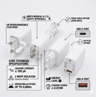 Adaptador de Corriente Médico AC DC 10/15/36W ITE, Fuente de Alimentación Universal de 5V 1A 2A 3A con Enchufes Intercambiables para EE. UU., UE y Reino Unido