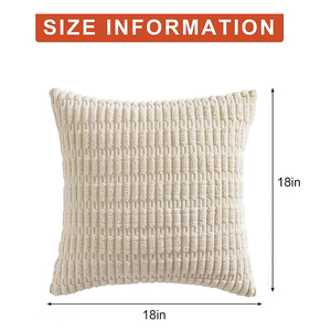 Sarung Bantal Kotak Bergaris Kain Corduroy Lembut Ukuran 18x18 Inci Gaya Modern Farmhouse untuk Sofa Ruang Tamu Tempat Tidur - Product Image 2