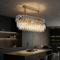 Lustre moderne pour hôtel, lampe de salon, cuisine, suspension en cristal gris, éclairage suspendu E14