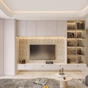 Meuble mural pour téléviseur LED, design moderne suspendu avec montage flottant pour salon compact, gestion multimédia en bois - Product Image 2