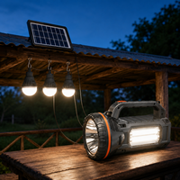 Système d'éclairage solaire domestique EP-8801 avec 3 ampoules LED, batterie externe 6000 mAh, haut-parleur Bluetooth, radio FM et chargeur USB pour téléphone