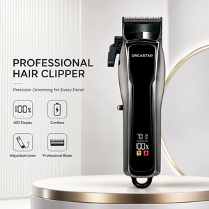 Tondeuse <span class=keywords><strong>à</strong></span> cheveux électrique sans fil professionnelle ORCASTAR pour hommes, rechargeable, avec écran LED, lame en acier inoxydable - Product Image 1