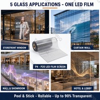 Film LED transparent ultra-fin de 3 mm, écran flexible en cristal LED, 95 % de transparence, film LED adhésif enroulable pour verre