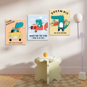 批发定制水彩纸盒恐龙墙画飞行员帆布印刷画家居墙壁装饰 - Product Image 2