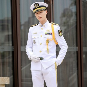 Uniforme d'équipage pour hommes, uniforme de <span class=keywords><strong>marin</strong></span>, veste de costume nautique, uniforme de sécurité <span class=keywords><strong>blanc</strong></span>, ensemble d'uniformes de concierge avec image postale - Product Image 3