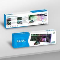 BAJEAL T350 USB filaire LED rétro-éclairé clavier de jeu souris ensemble pour PC portable