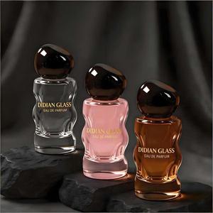 Nuevo Diseño de Botella de <span class=keywords><strong>Perfume</strong></span> Cilíndrica de Vidrio de 50 ml con Superficie Ondulada Irregular, Colorida, Vacía, con Tapa de Pulverización - Product Image 3
