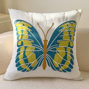 Taie d'oreiller en lin et coton 18x18 pouces, housse de coussin décorative brodée avec fermeture éclair - Product Image 4