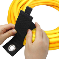 Sangles de câblage noires en polyester/nylon à boucles auto-agrippantes, robustes, écologiques, auto-adhésives, double face, pour rangement de garage et cuisine