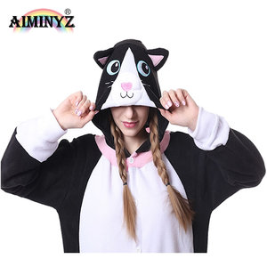 <span class=keywords><strong>Pigiama</strong></span> in pile termico di alta qualità con cappuccio, morbido e caldo, con stampa <span class=keywords><strong>gatto</strong></span>, per <span class=keywords><strong>donna</strong></span> taglie forti, ideale per l'inverno - Vendita all'ingrosso - Product Image 4