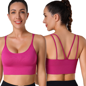Women's Medium Support Seamless Spandex/Nylon Backless Cross Back Yoga & Running Sports Bra Quick-drying Shock-proof - Product Image 1