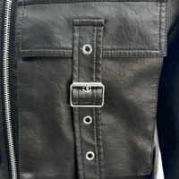 Veste en cuir de moto noire tendance, veste en cuir coupe-vent respectueuse de l'environnement, couleur et taille personnalisables