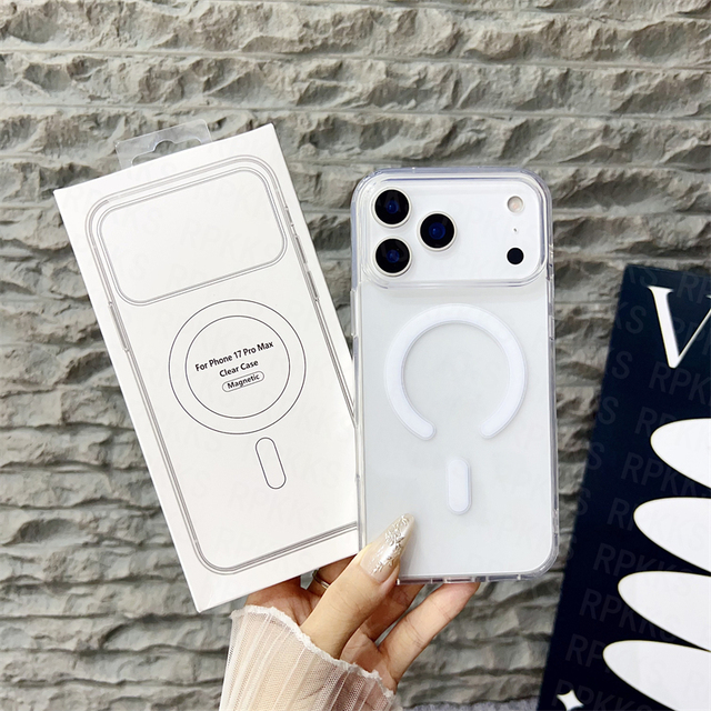 Original Magnetic Wireless Charging Case for iPhone 18 Pro Max 17 Air 16 15 14 13 12 11 Pro Max 17 Plus Mini Clear Back Cover