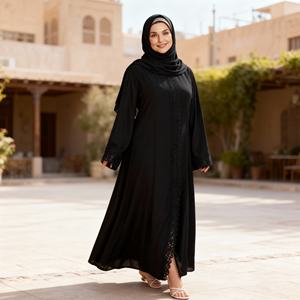 Abaya Moderna Informal de Color Sólido Bordada de Alta Calidad para Mujeres Musulmanas, Uso Diario, a la Moda - Product Image 4