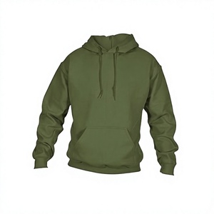 Sweat-shirt à capuche en jersey de coton vert olive pour homme, coupe classique, avec poche, style streetwear, tricot d'hiver 350g - Product Image 3