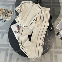 Ensemble décontracté respirant uni, haut à manches courtes et pantalon long avec poches latérales pour adultes, tenue d'été