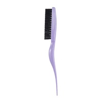 Peigne à perruque démêlant personnalisé brosse à queue pointue brosse à cheveux anti-frisottis paille de blé + poils de sanglier en nylon lilas