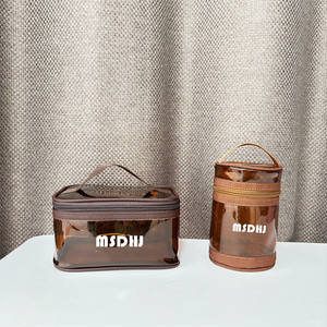 Fabricant de sacs à cosmétiques personnalisé maquillage de voyage étui à main de luxe vanity box rose blanc jaune PVC étanche trousse de toilette cas - Product Image 1