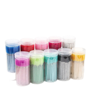 50pcs <b>Bottle</b> Glitter Diamond Eyelash Cleaning <b>Brushes</b> Disposable Plastic Lash Extension <b>Brush</b> - Product Image 1