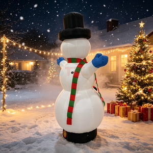 Ballon gonflable bonhomme de neige avec lumière, hauteur 4m, modèle de bonhomme de neige gonflable de dessin animé, décoration de Noël, fourni par l'usine OEM - Product Image 2