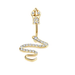 Anelli per <span class=keywords><strong>Ombelico</strong></span> a <span class=keywords><strong>Serpente</strong></span> in Acciaio Inossidabile Curvo di Vari Colori, Gioielli per <span class=keywords><strong>Piercing</strong></span> Serpentine, Anello per <span class=keywords><strong>Ombelico</strong></span> con Cristalli - Product Image 6