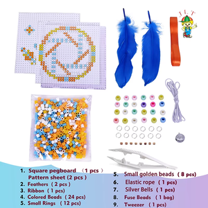 ของเล่นทำเองแบบขายส่ง ลูกปัดฮามะพลาสติกเคลือบเหล็ก ขนาด 5 มม. หลากสี พร้อมขนนก - Product Image 5
