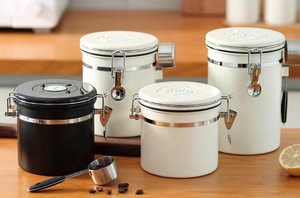 Boîte à café hermétique en acier inoxydable 304 avec valve CO2 Récipients de stockage des aliments pour le café noir et le sucre imprimé - Product Image 5