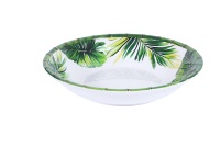 Collection de vaisselle en mélamine sans BPA au toucher bambou – Assiette et bol à bord bambou