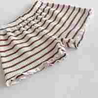 Summer Toddler New Kids 'Air-Conditioning Outfit Stripe Contrast Lace Trim Short Sleeve Baby Home Outdoor Set