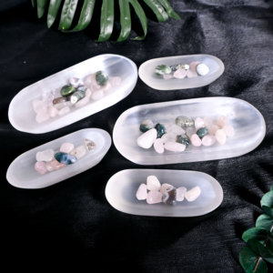 Cuenco Ovalado de Selenita Natural Tallado a Mano, Cuenco de Cristal para Carga Energética, Piedra Curativa para Decoración del Hogar, Meditación, Reiki, Equilibrio, Venta al por Mayor - Product Image 1